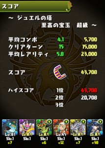 ジュエルの塔　至高の宝玉（超級）スコア